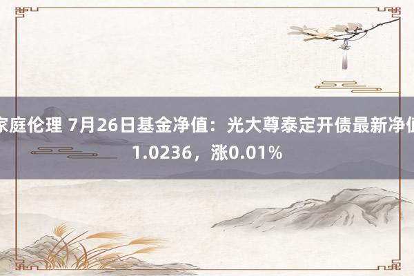 家庭伦理 7月26日基金净值：光大尊泰定开债最新净值1.0236，涨0.01%