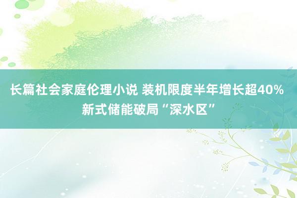 长篇社会家庭伦理小说 装机限度半年增长超40% 新式储能破局“深水区”