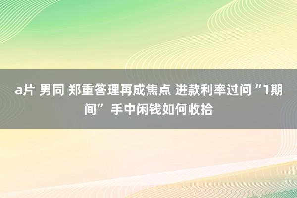 a片 男同 郑重答理再成焦点 进款利率过问“1期间” 手中闲钱如何收拾