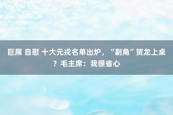 巨屌 自慰 十大元戎名单出炉，“副角”贺龙上桌？毛主席：我很省心